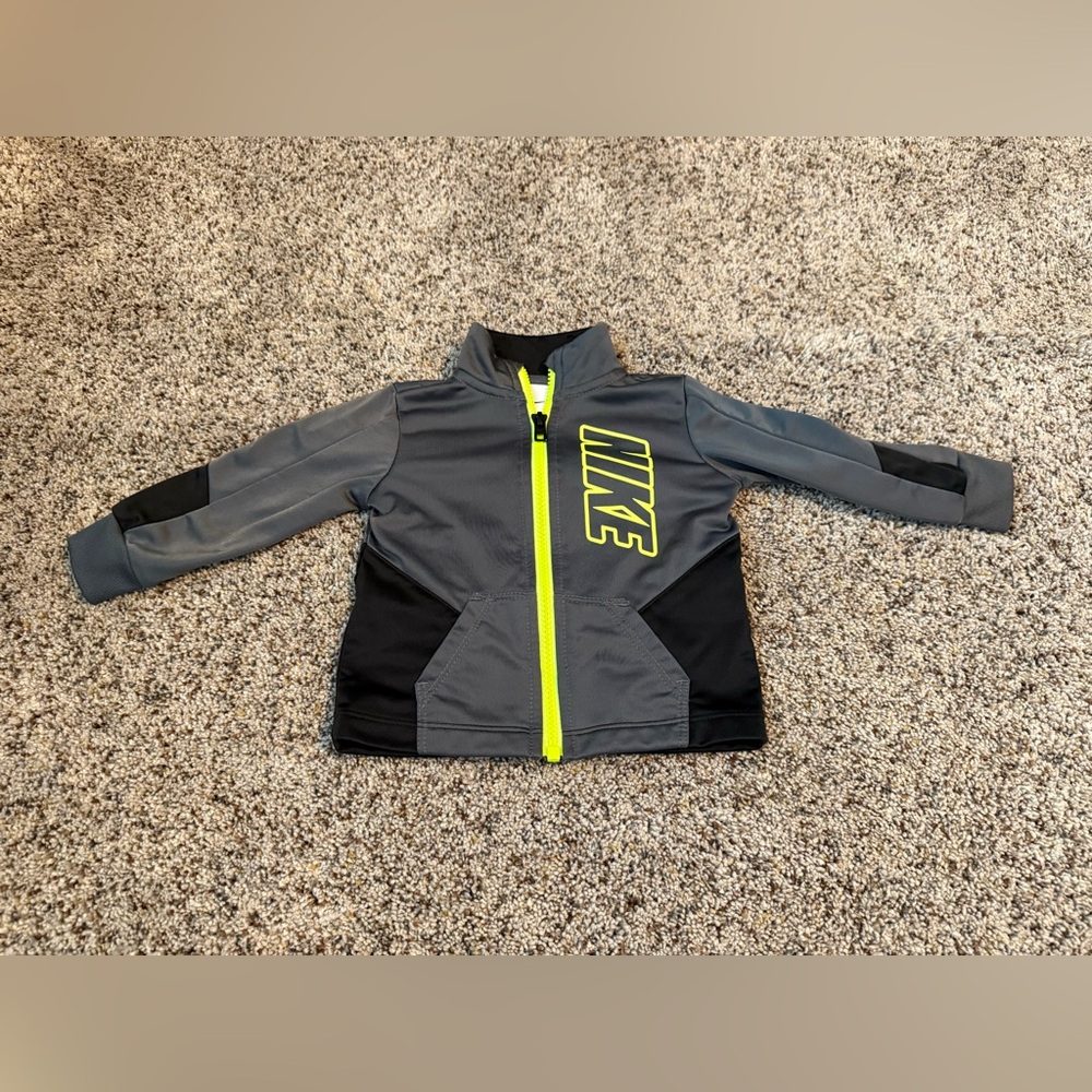 Nike Toddler Gray & Neon Green Tracksuit Jacket - Size 12 Months